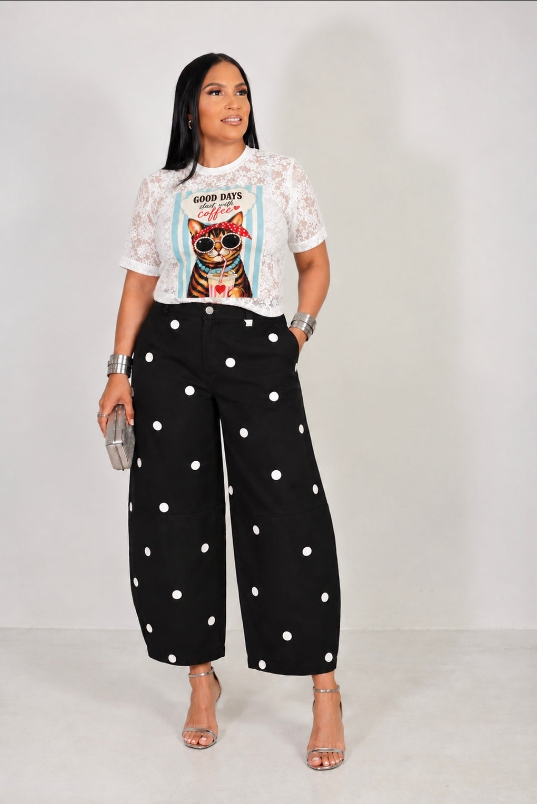 Coffee & Polka Dot Statement Set